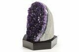 Deep Purple Amethyst Geode With Wood Base - Uruguay #342737-1